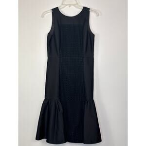 J. Crew Collection Silk Cotton Tiered Black Dress Size 4 Embroidered Eyelet Luxe